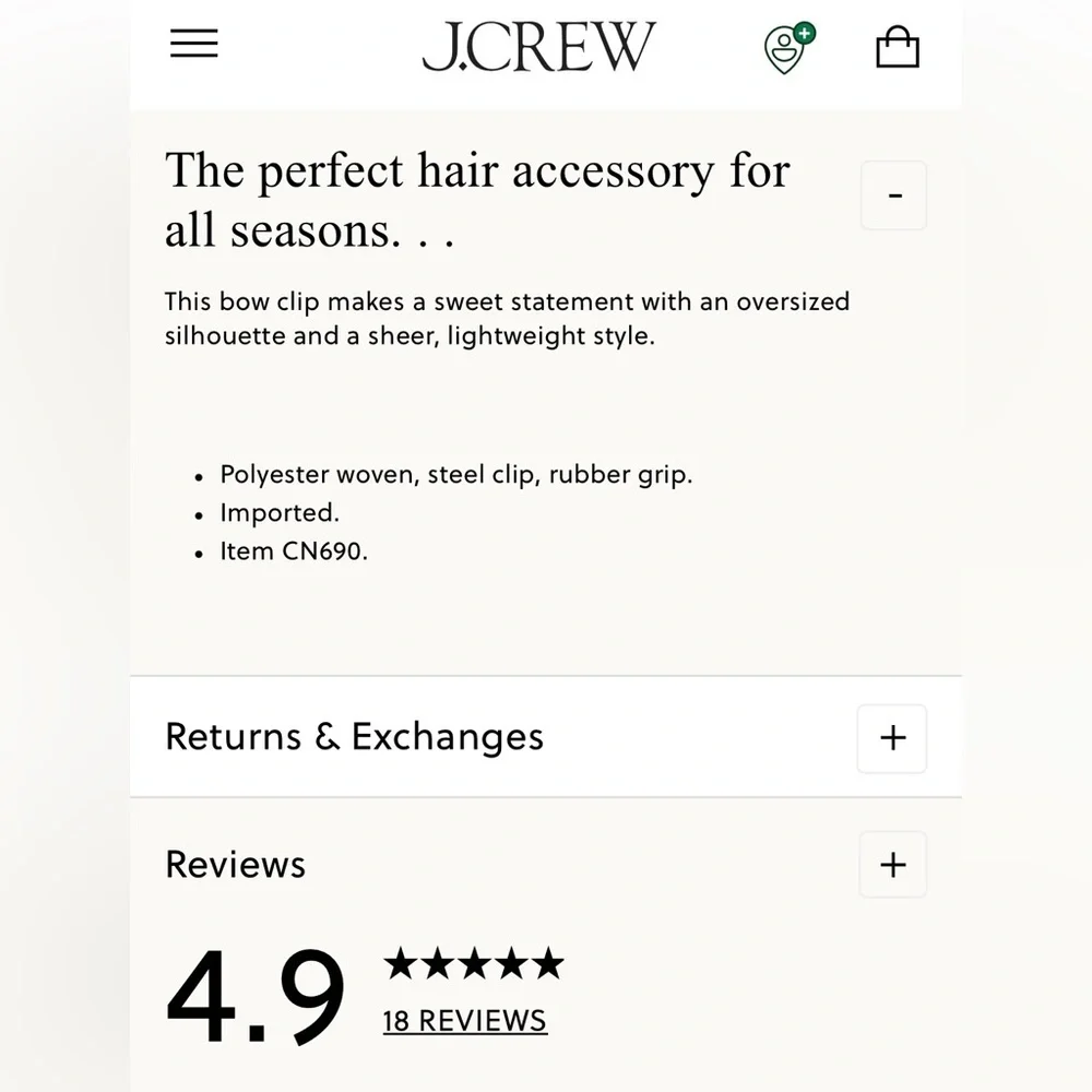 J. Crew Dot Print Sheer Hair Bow Clip Neutral Brown Oversized Statement Barrette